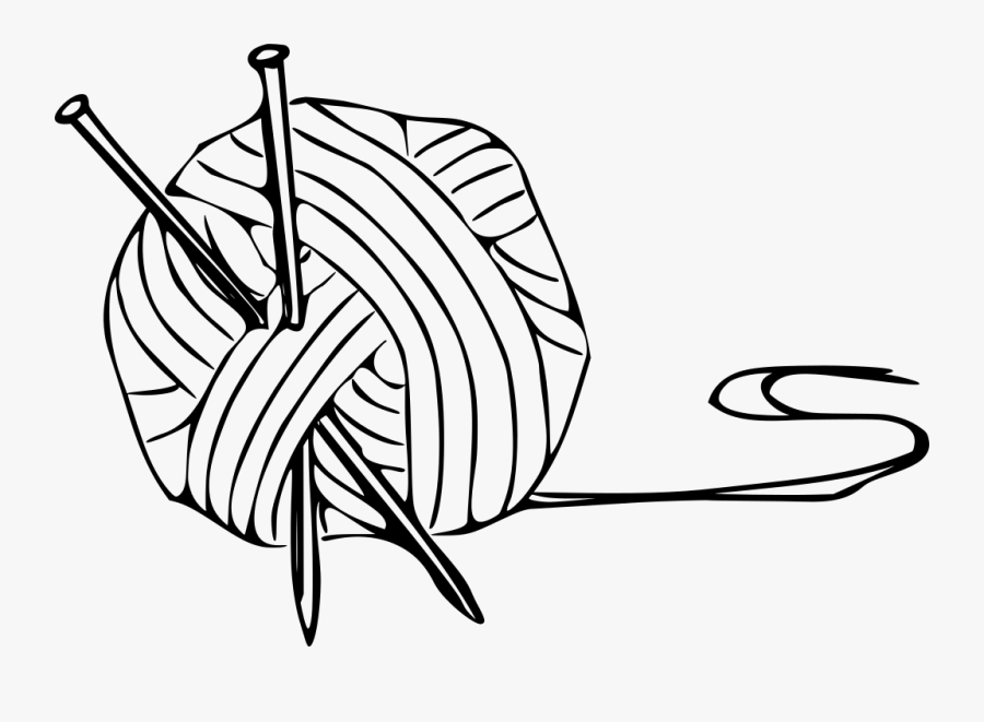 Yarn Clipart Black And White - Knitting Clip Art, Transparent Clipart