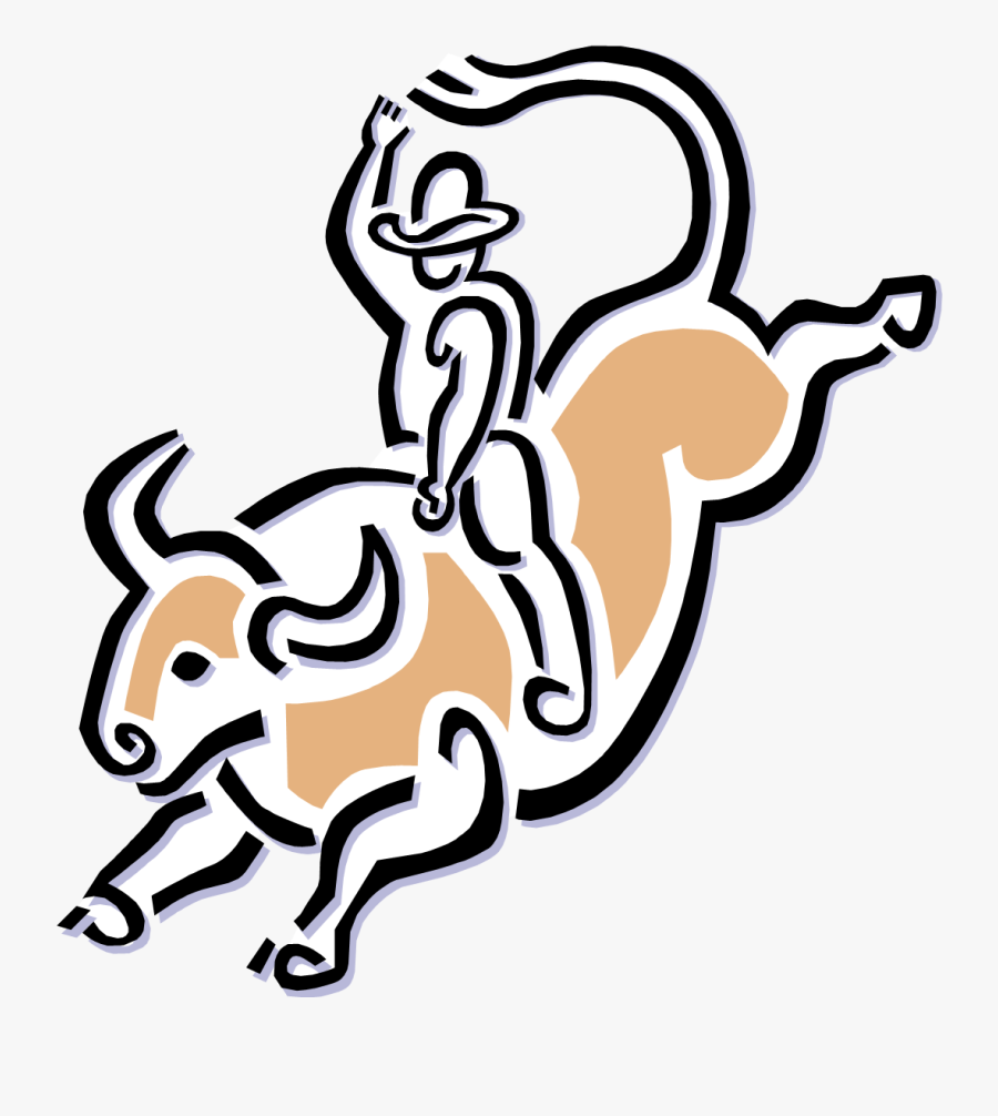 Calf Roping Cattle Bull Riding Clip Art - Bull Riding Clip Art, Transparent Clipart