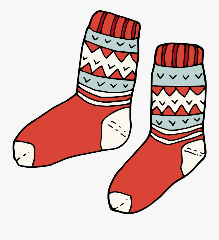 Hand Painted Pair Of Red Socks Winter Transparent Decorative - Pairs Of Socks Clipart, Transparent Clipart