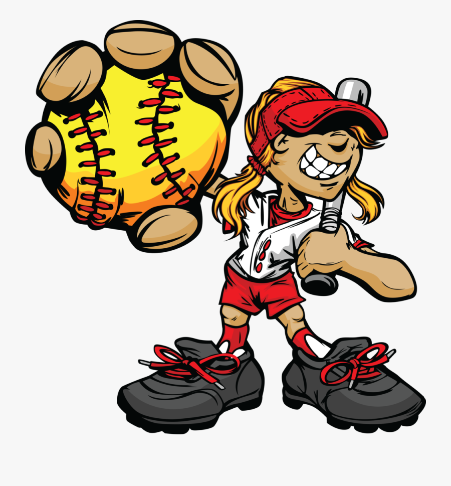 Cute Softball Wallpaper - Softball Girl Cartoon, Transparent Clipart