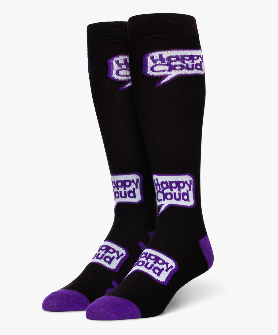 Happy Cloud Black Knee High Socks - Sock, Transparent Clipart