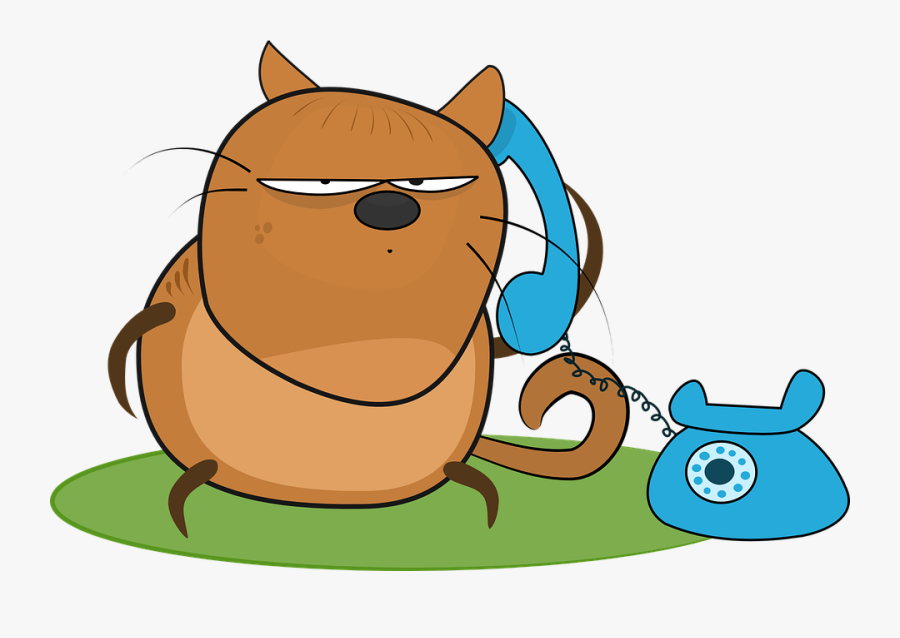 Angry Clipart Phone - Cat With Phone Cartoon, Transparent Clipart