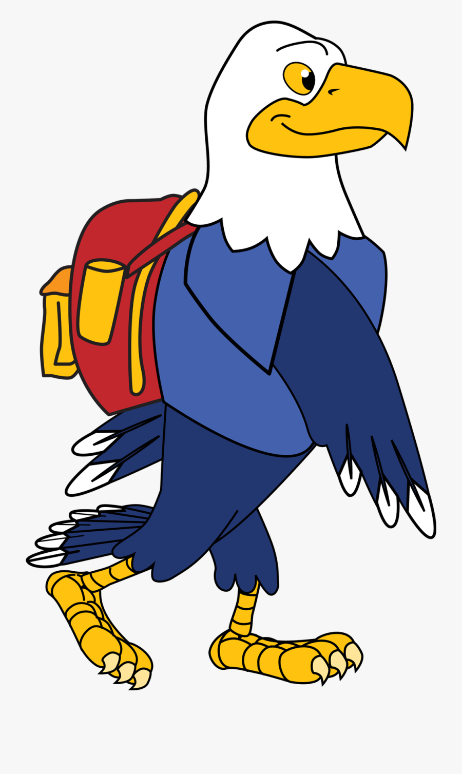 Eagle With Backpack - Cartoon, Transparent Clipart