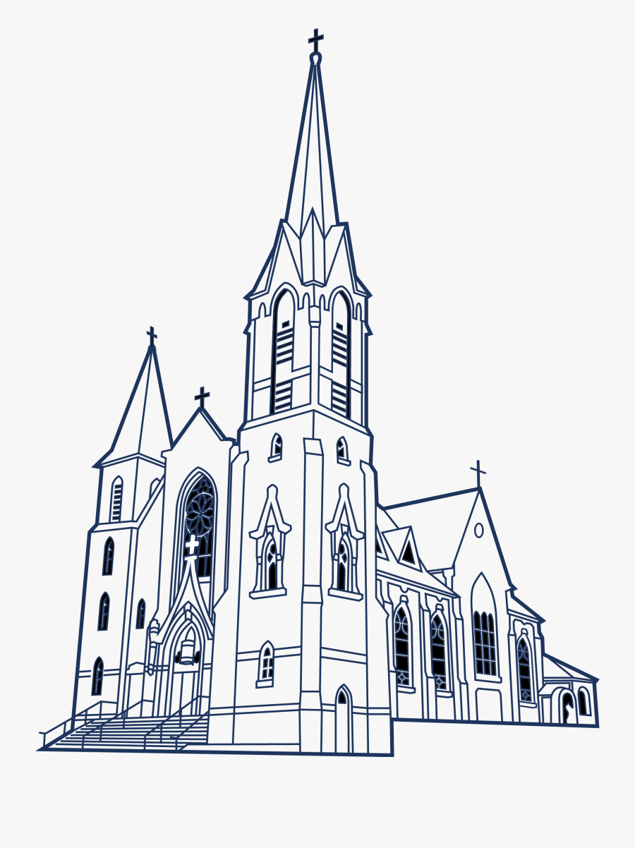 Transparent Church Clipart Png - Medieval Church Line Art, Transparent Clipart