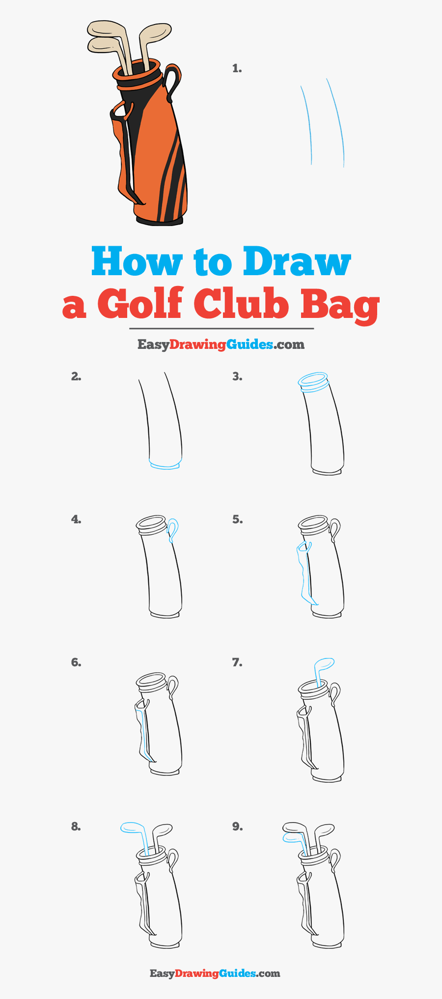 How To Draw A Golf Club Bag - Draw A Golf Bag Easy, Transparent Clipart