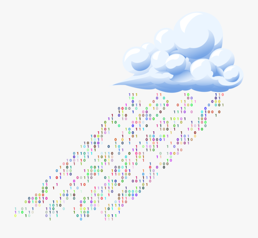 Rain Cloud Binary Number Communication Description - Rain Binary Drop, Transparent Clipart