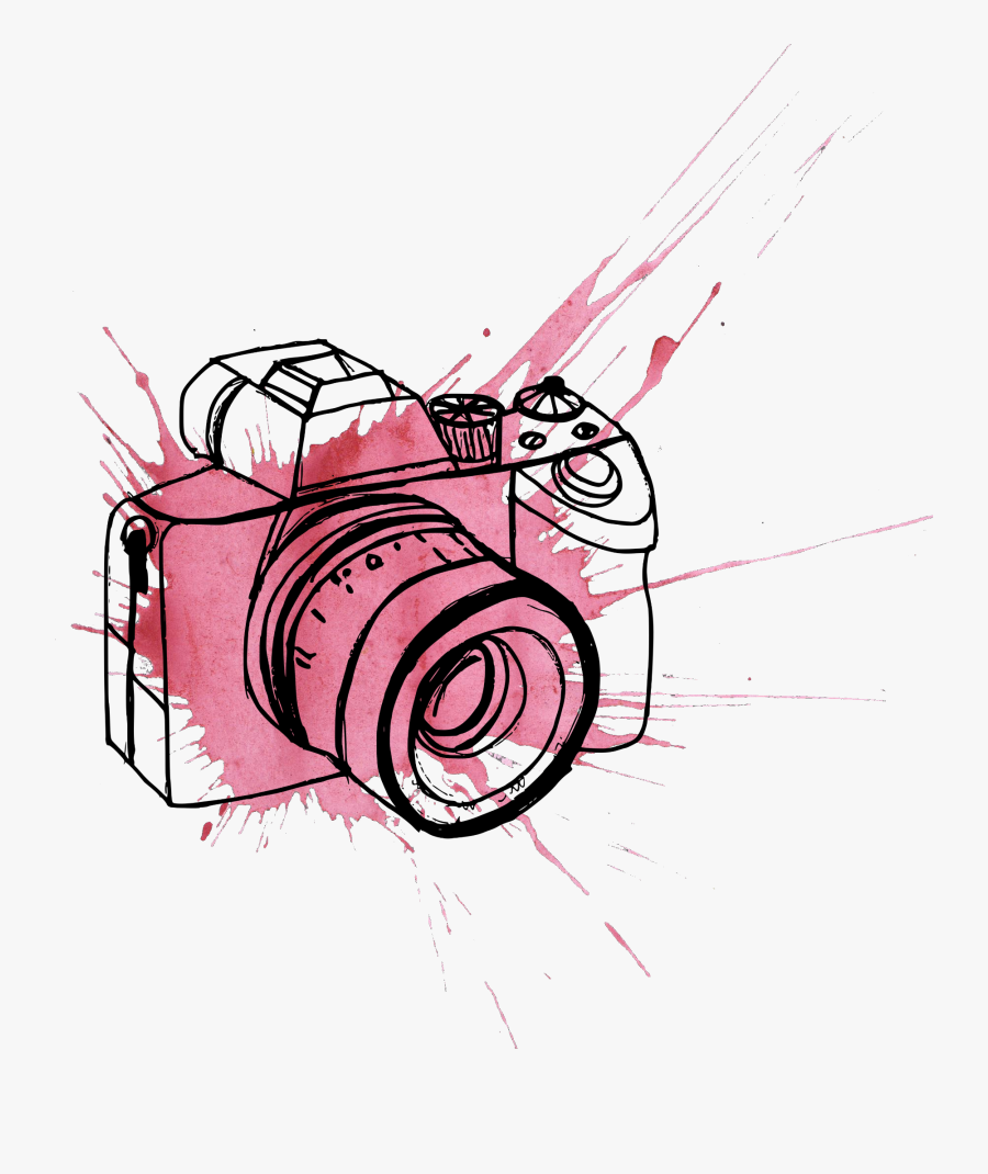 #ftestickers #camera #watercolor #stain #splash #paint - Camera Drawing Transparent Background, Transparent Clipart