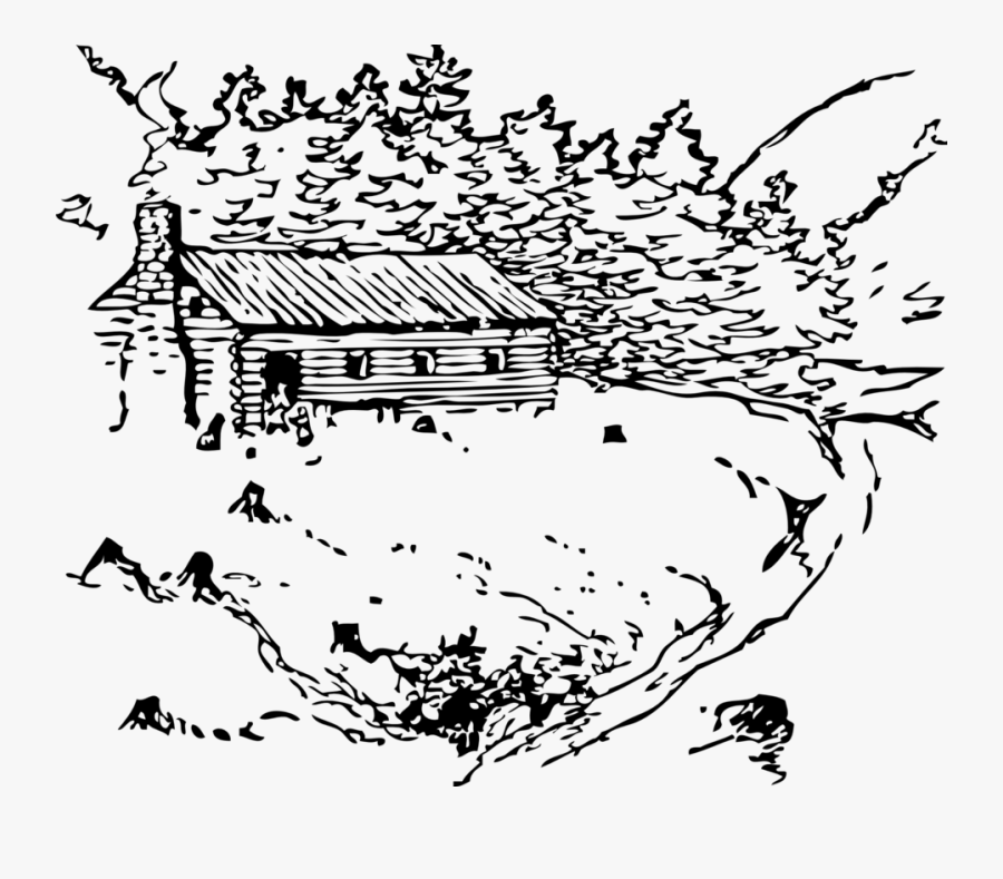 Cabin In The Woods Clipart Black And White, Transparent Clipart