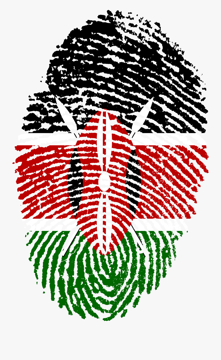 Kenya Flag Fingerprint, Transparent Clipart