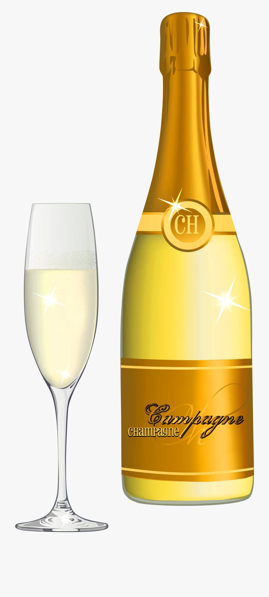 Champagne Bottle And Glass Clip Art , Png Download - Champagne Glass Vector Png, Transparent Clipart