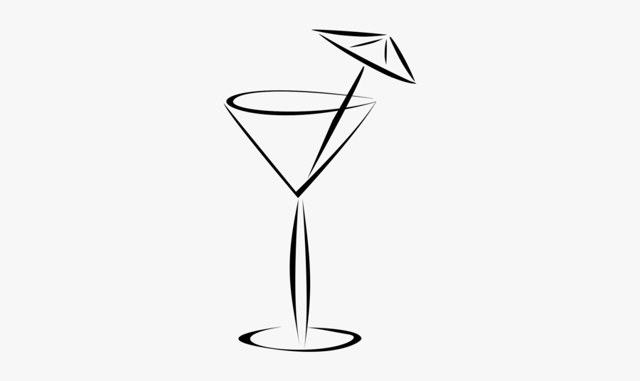 Line Art,champagne Stemware,martini Glass - Martini Glass Transparent Background, Transparent Clipart