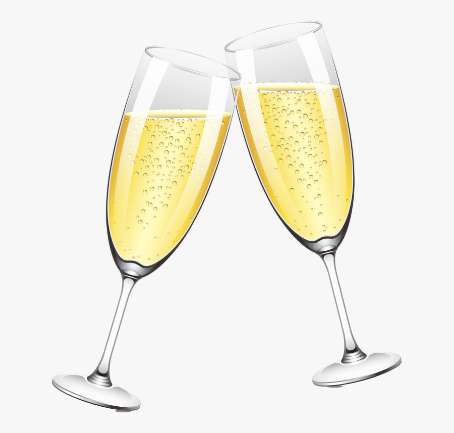 Glass Of Champagne Two Glasses Free Frame - Wine Glass, Transparent Clipart