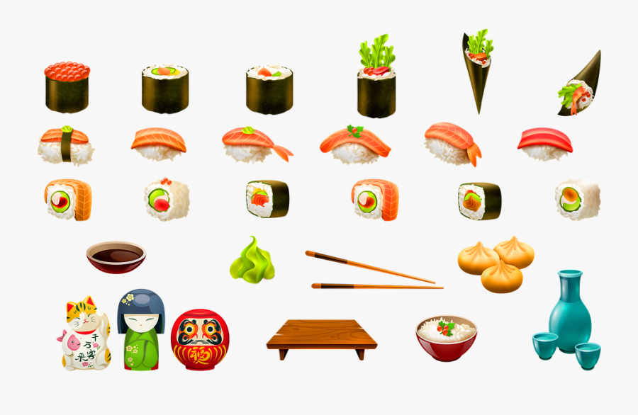Sushi, Japanese Food, Kokeshi Doll, Maneki Neko, Food - Comida Japonêsa Png Desenho, Transparent Clipart