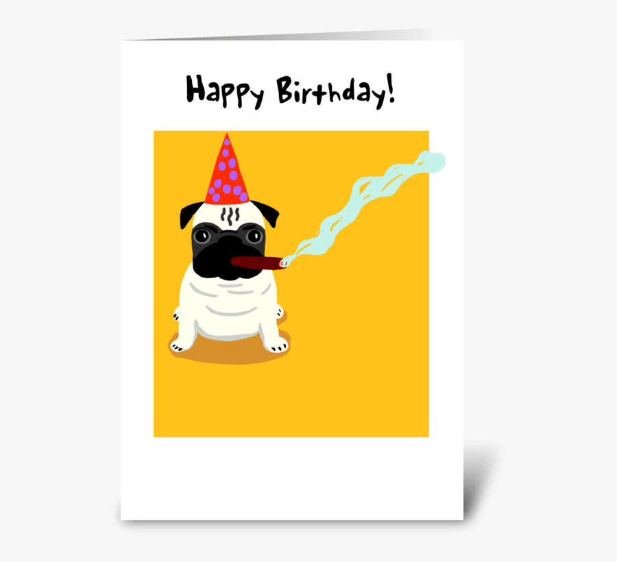 Pug Old Dog Birthday Greeting Card - Cartoon, Transparent Clipart