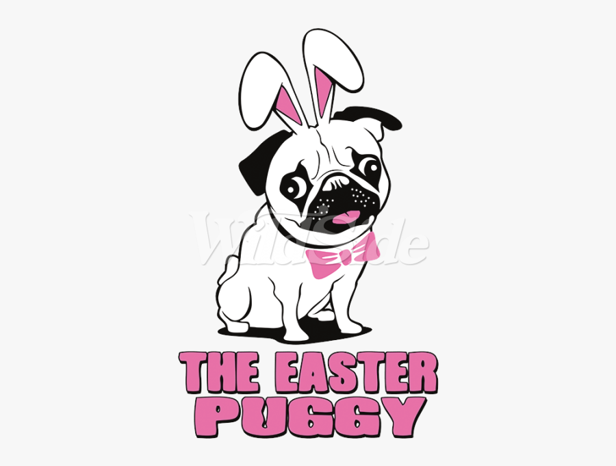 Clip Art Puggy With Bunny Ears - Pug Bunny Svg, Transparent Clipart