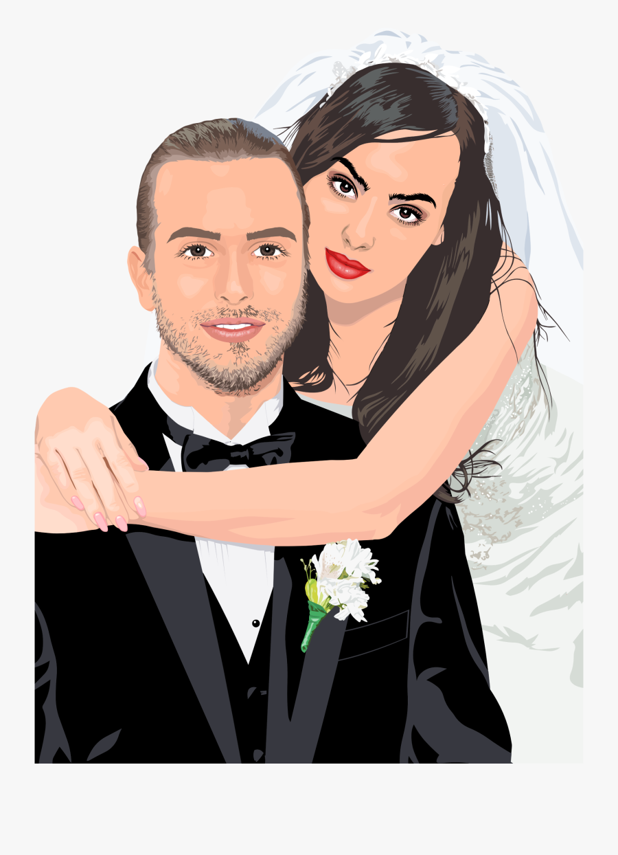 Bride And Groom Wedding Portrait By Heblo Clip Arts - Bride And Groom Png, Transparent Clipart