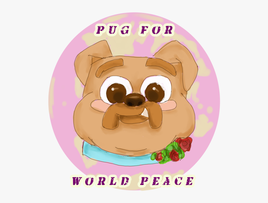 Pug For World Peace - Cartoon, Transparent Clipart