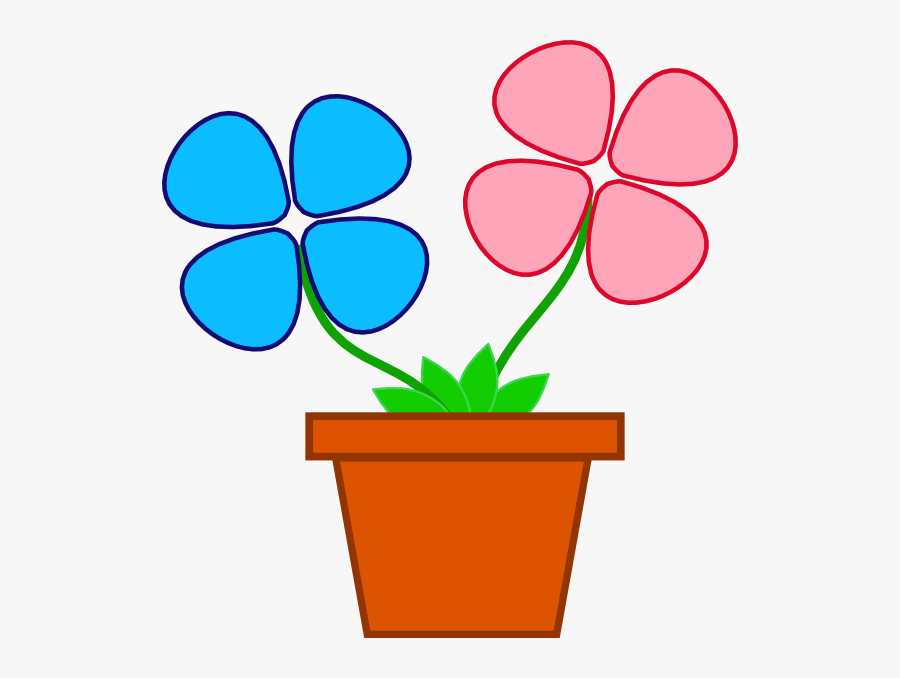 Flower Pot With 2 Flowers, Transparent Clipart