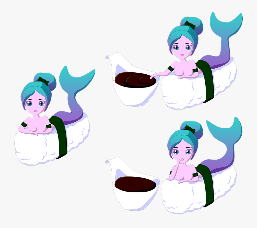 Sushi, Seafood, Nutrition, Japanese, Kitchen, Mermaid - Cartoon, Transparent Clipart