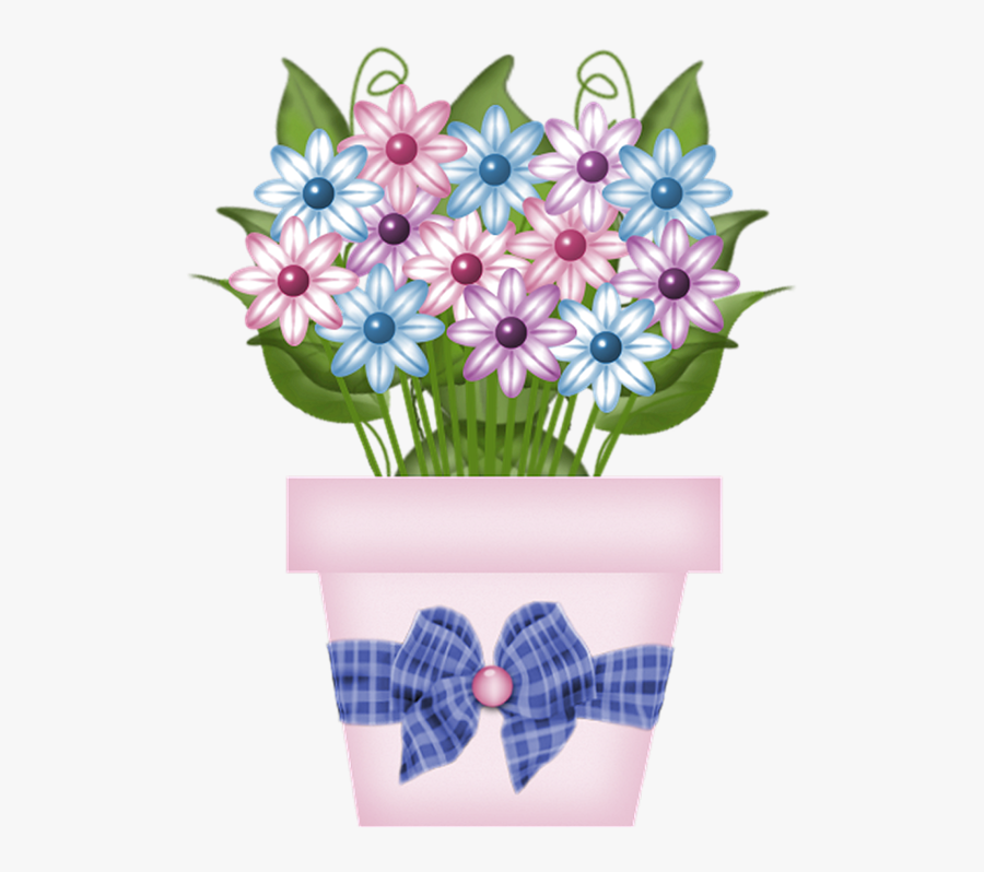 Pink Flowers In Pot Clipart, Transparent Clipart