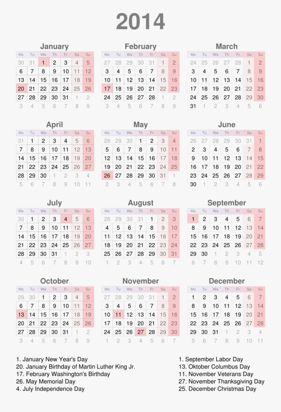 Bullet Journal Printable Calendar 2018, Transparent Clipart