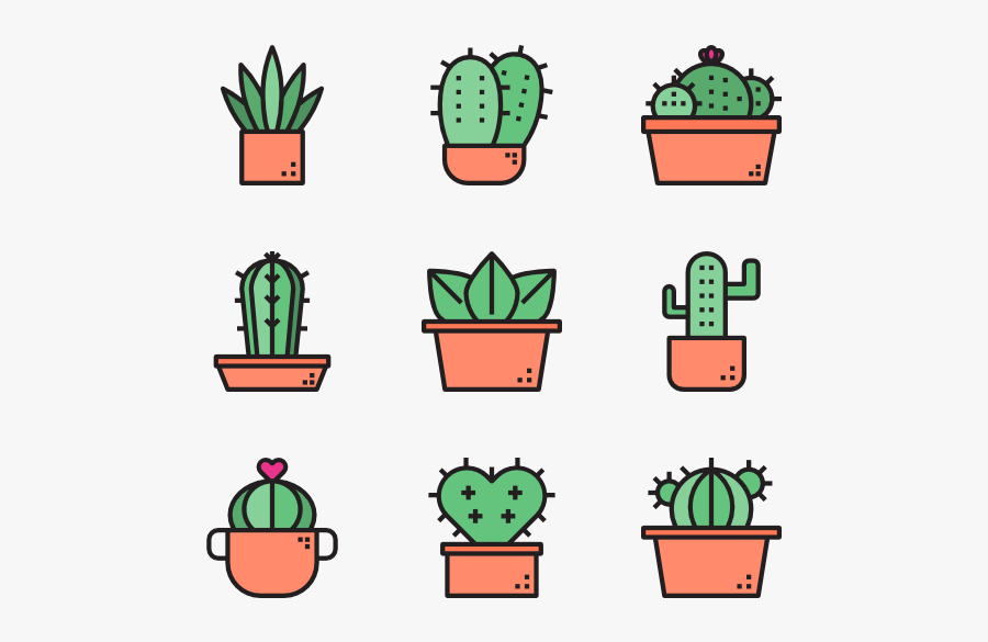 Flowerpot - Cactus Icons, Transparent Clipart
