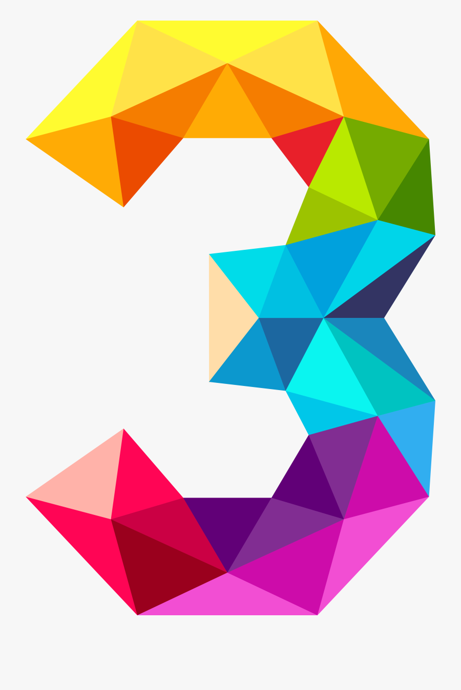 Clipart Images, Triangles, Numbers, Clip Art, Third, - Colourful Triangles Number Three, Transparent Clipart