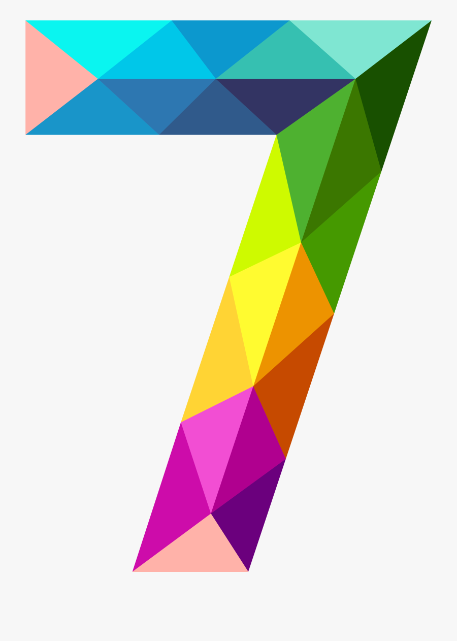 Colourful Triangles Number Seven Png Clipart Image - 7 Clipart, Transparent Clipart