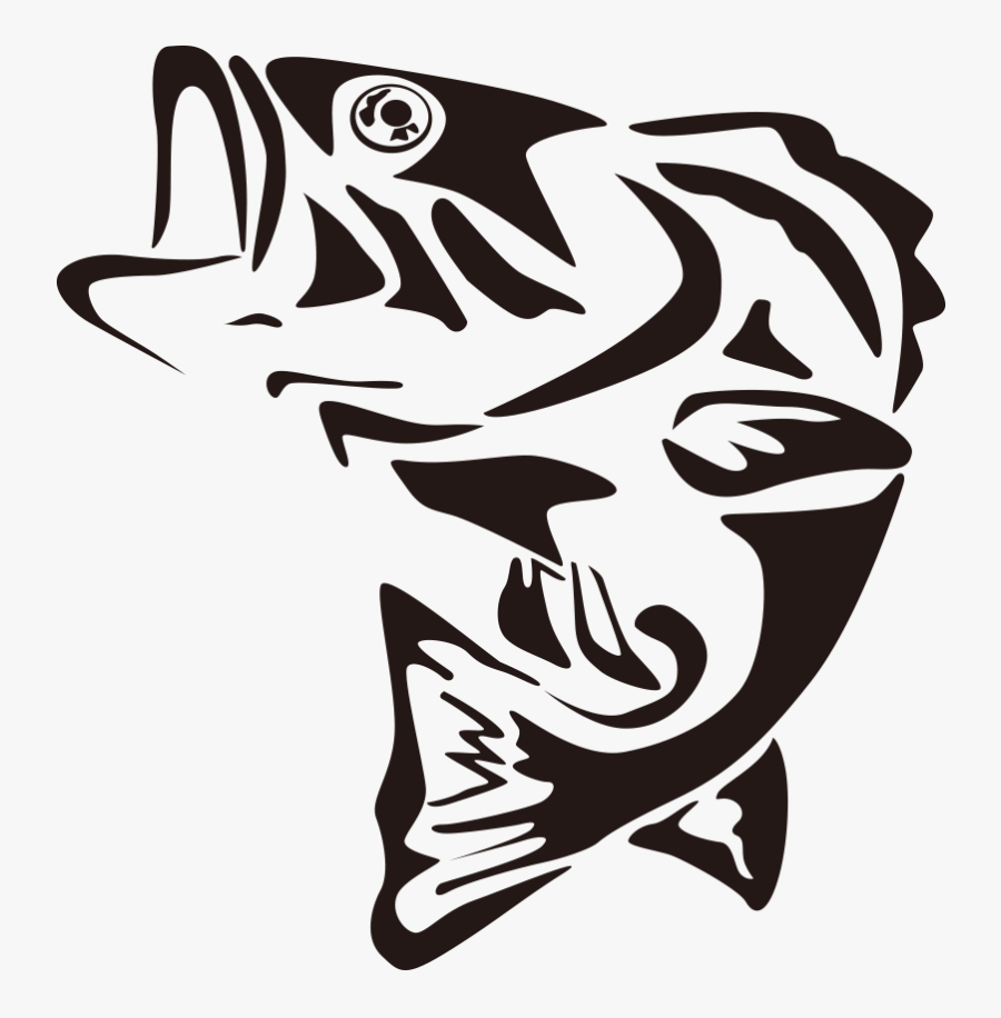 Largemouth Bass Fishing Clip Art - Fish Clip Art Black And White, Transparent Clipart