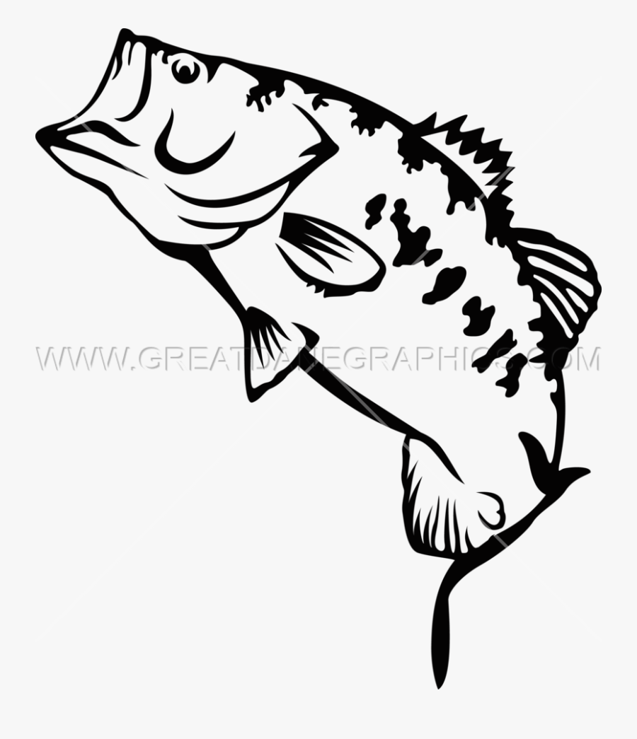 Large Mouth Bass - Black And White Fish Largemouth Bass Png, Transparent Clipart