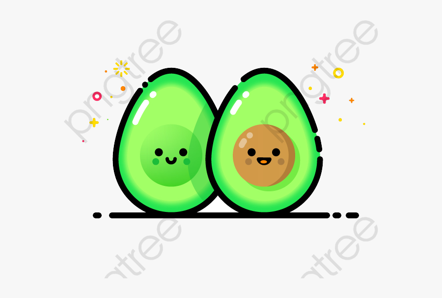 Cute Avocado Element - Hình Trái Cây Cute, Transparent Clipart