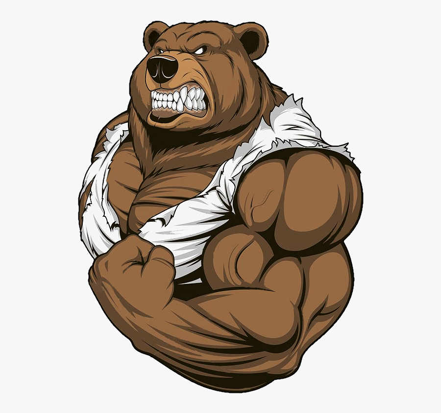 Bear Muscle Clip Art - Cartoon Muscle Bear, Transparent Clipart