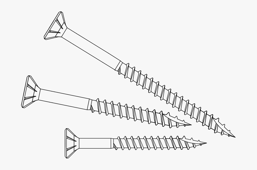 Long Screw Line Drawing, Transparent Clipart