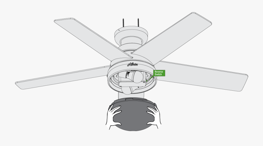 Clip Art Ceiling Fan Drawing - Hunter Ceiling Fan Reverse Switch Location, Transparent Clipart