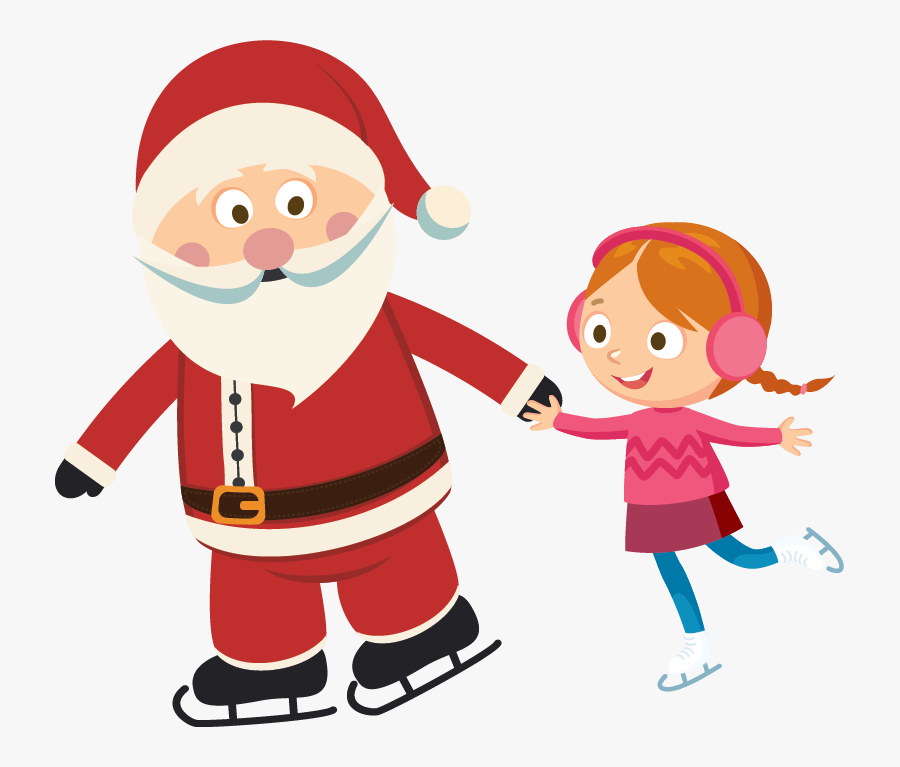 Ice Skating Santa, Transparent Clipart