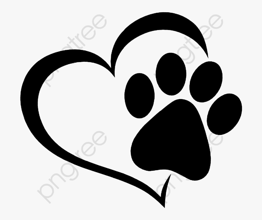 Love And Cat Prints - Paw Print And Love Heart, Transparent Clipart