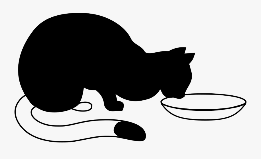 Cat Clip Art Black Transparent Png , Png Download - Cat Drinking Clip Art, Transparent Clipart
