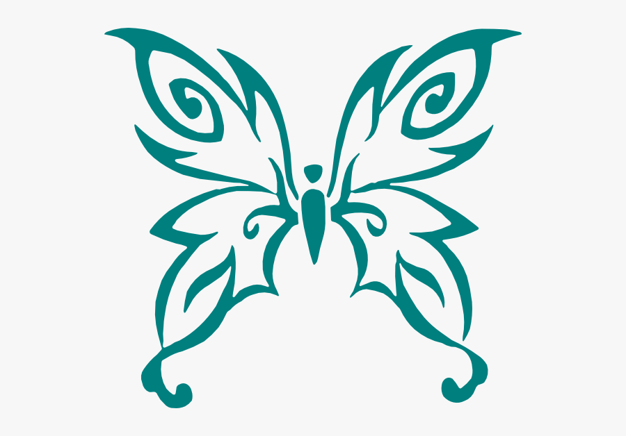 Teal Butterfly Clip Art At Clker - Butterfly Ovarian Cancer Ribbon, Transparent Clipart