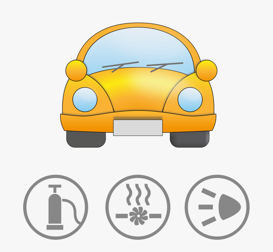 Yellow Car With Symbolic Signs For Safety Clip Art - Vehicle Safety Png, Transparent Clipart