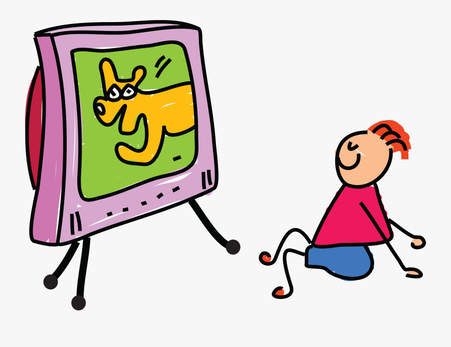 Television Show Royalty Free Clip Art - Cartoon Boy Watching Tv, Transparent Clipart