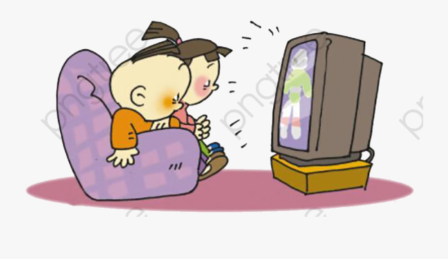 Children Watch Tv At Home - Children Watch Tv Cartoon, Transparent Clipart
