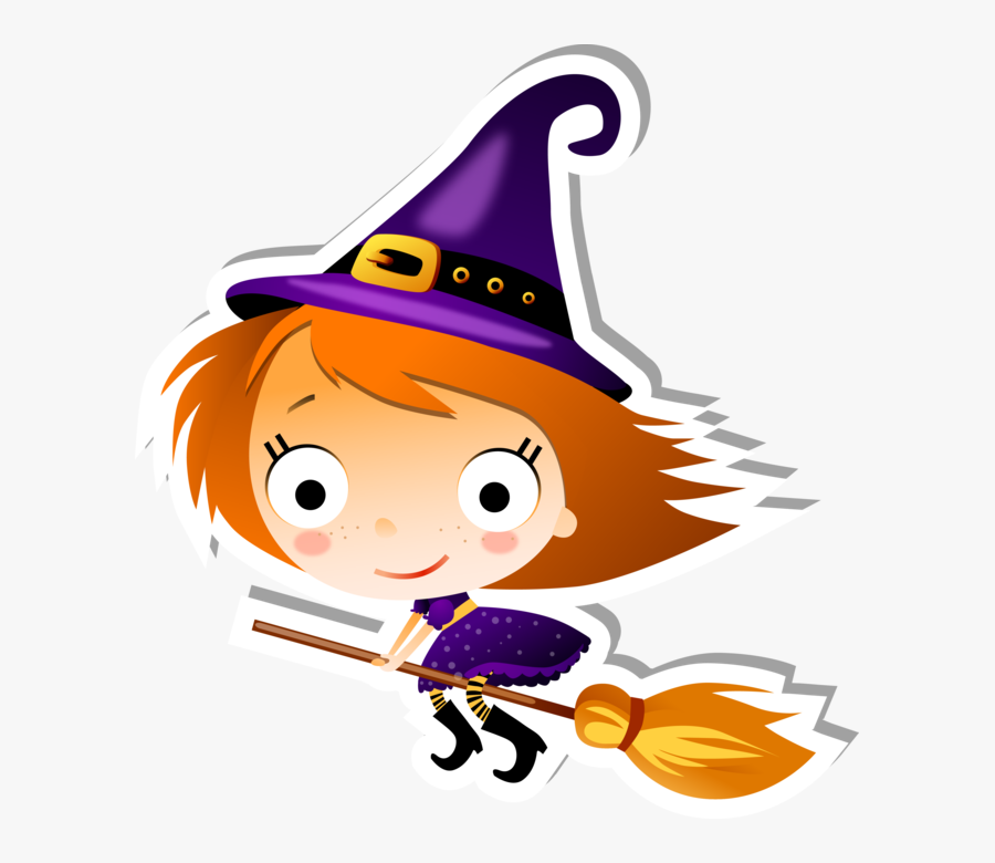 Cute Flying Witch On A Broom Clipart , Png Download - Witch, Transparent Clipart