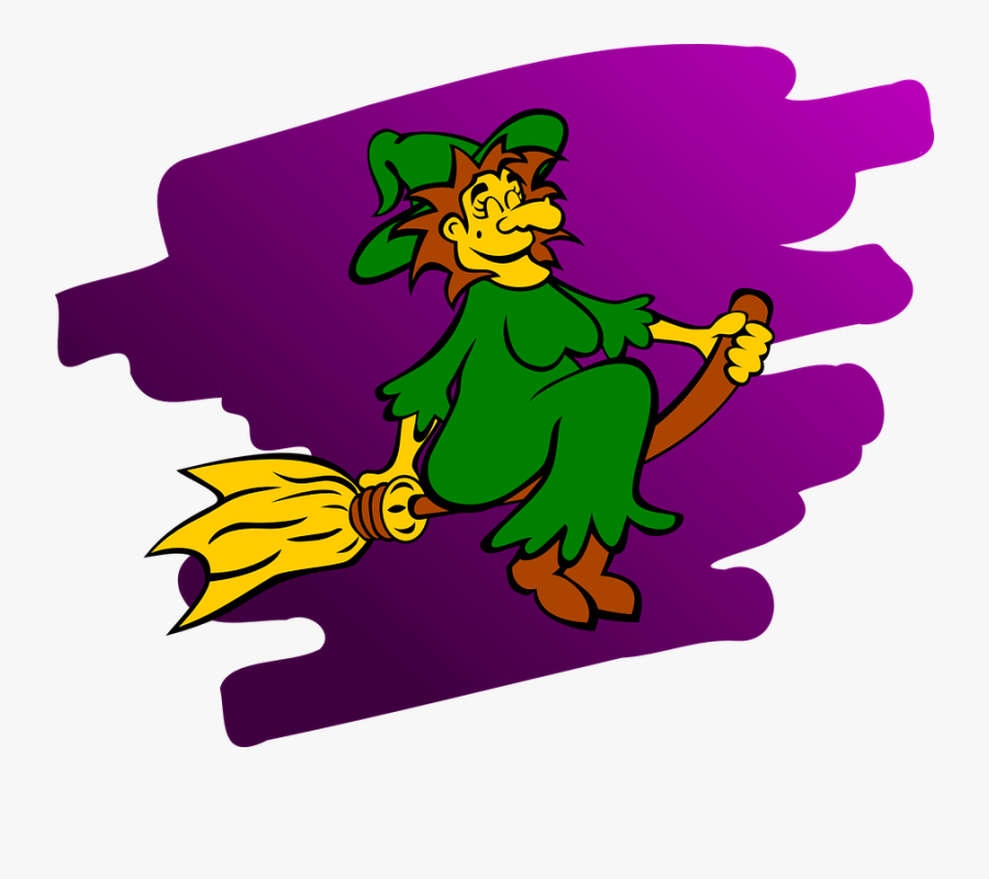 Free Witch Riding A Broom Clip Art - Ausmalbilder Halloween, Transparent Clipart