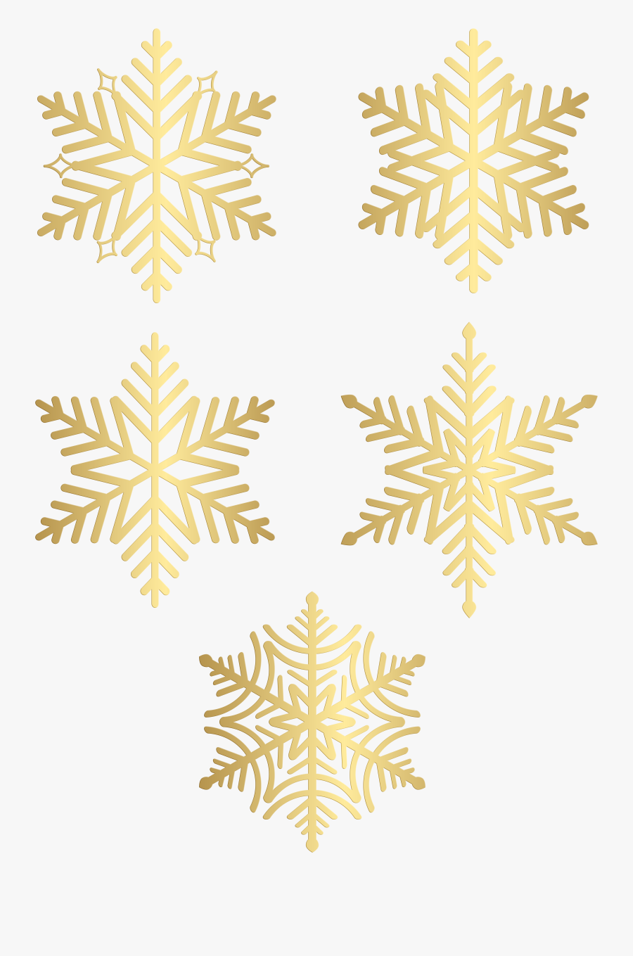 Snowflakes Gold Clip Art Deco Image - Motif, Transparent Clipart