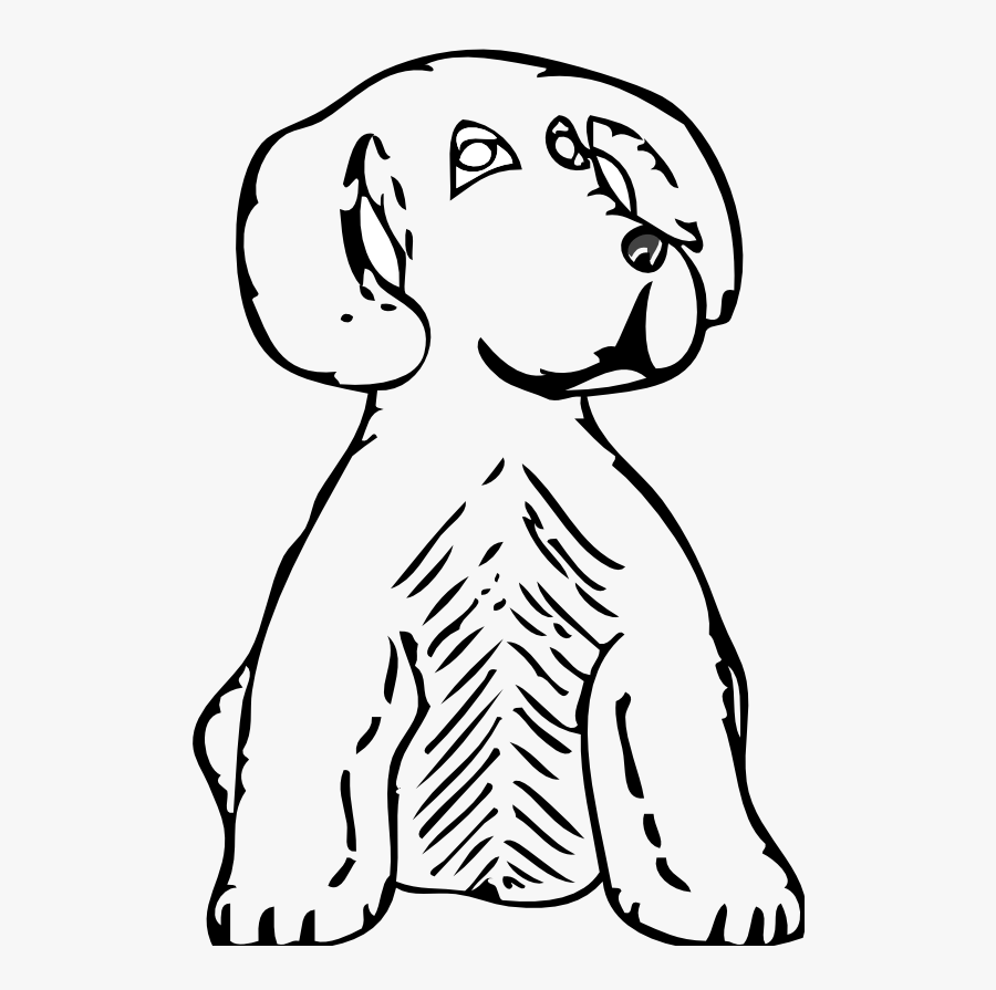 Dog Front View Black White Line Art 555px - Clip Art, Transparent Clipart