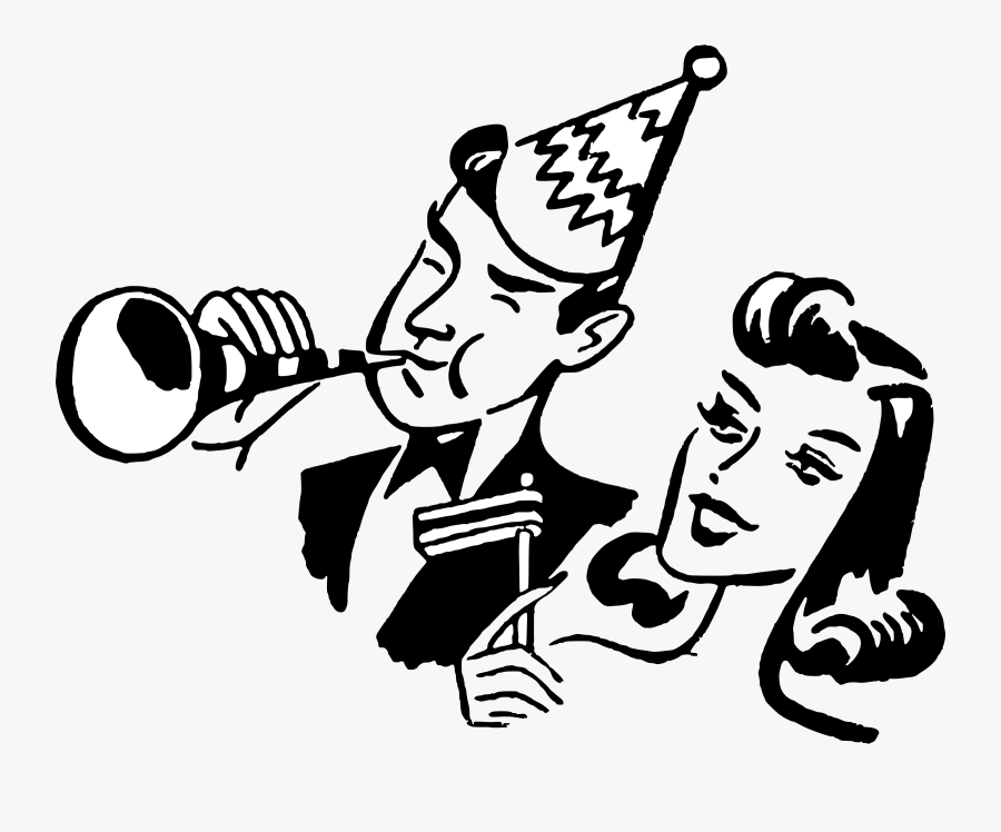 Clipart - New Years Eve Black And White, Transparent Clipart