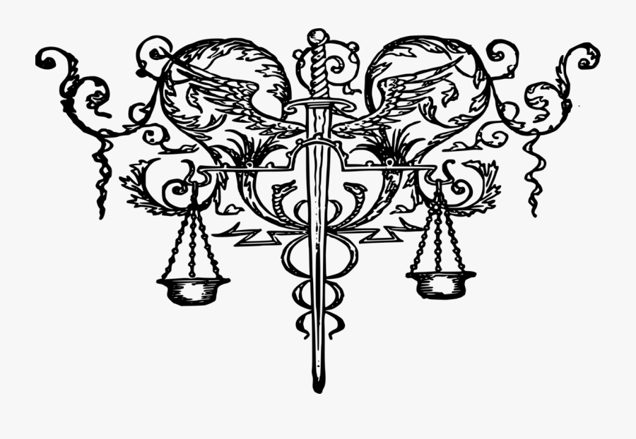 Line Art,art,symmetry - Justice Sword And Scale, Transparent Clipart