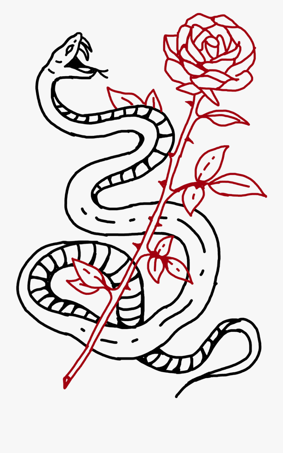 Serpiente Snake Rosa Roses Rose Tumblr Tatuaje Tattoo - Serpiente Tumblr Png, Transparent Clipart