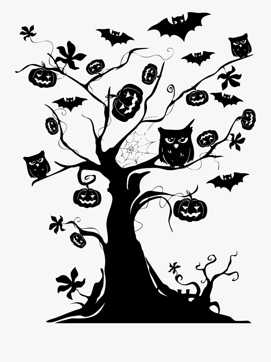 Tree Silhouette Icons Png - Halloween Tree Silhouette Png, Transparent Clipart