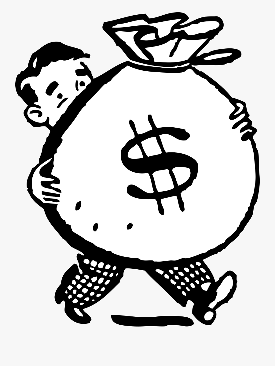 Big Bag Of Cash - Black And White Money Clipart, Transparent Clipart